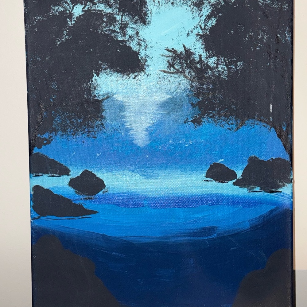 Serene Blue Landscape Canvas Art